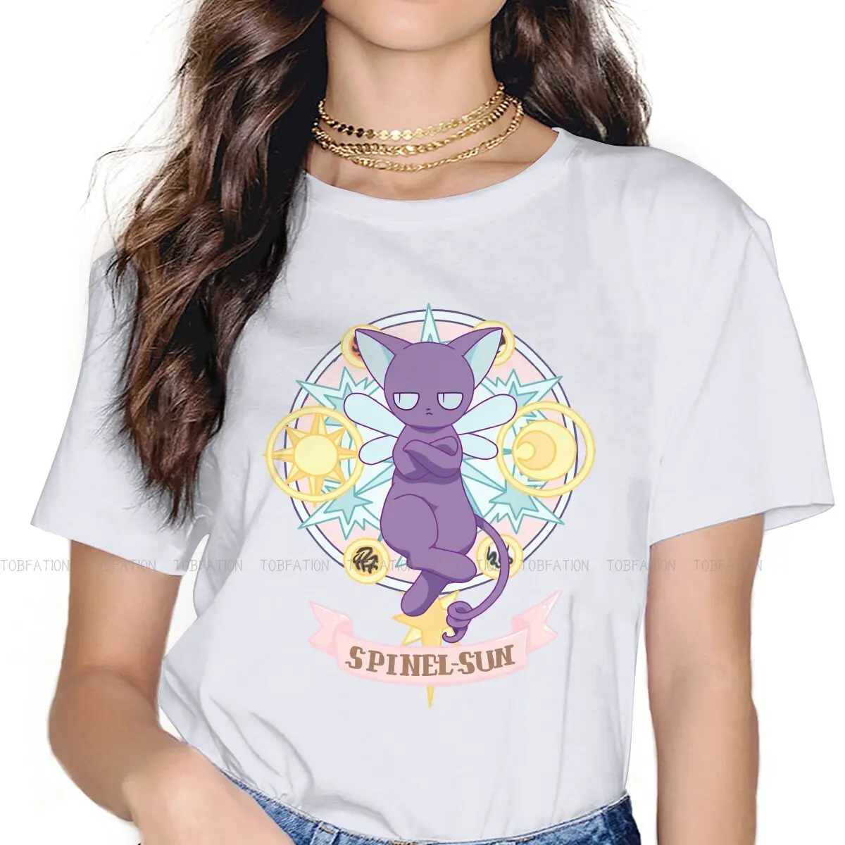 

Spinel Sun Magic Clear Circle Classic TShirt For Women Cardcaptor Sakura Manga Tees Fashion Lady T Shirt 5XL Soft Printed Loose