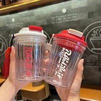 net red summer cold water mug tumbler cup with lid plastic coffee cup to go outdoor portable cup for travel outdoors cars cup