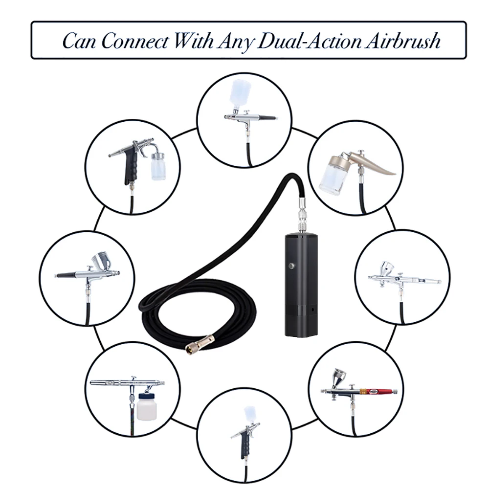 Nowe wzory Bezprzewodowy aerograf i sprężarka Super ciche działa Wyświetlacz dużej mocy Art Mineral Home Diy Graffiti Narzędzia graficzne