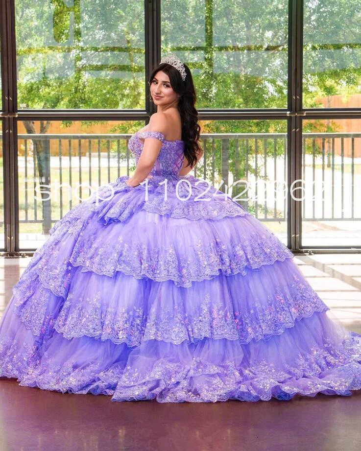 Сиреневое Лавандовое платье принцессы роскошное блестящее платье-корсет с