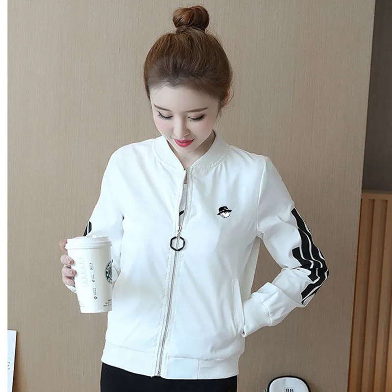 Embroidery Women Golf Jacket Baseball Uniform Spring Summer Korean Fashion V-neck Zipper Outdoor Ladies Casual Sport Golf Wear