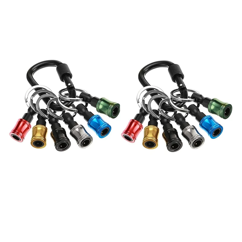 

Drill Bit Holder 1/4 Inch Hex Shank Keychain Extension Bar Aluminum Alloy Magnetic Pivot Screwdriver Bits Holder Set