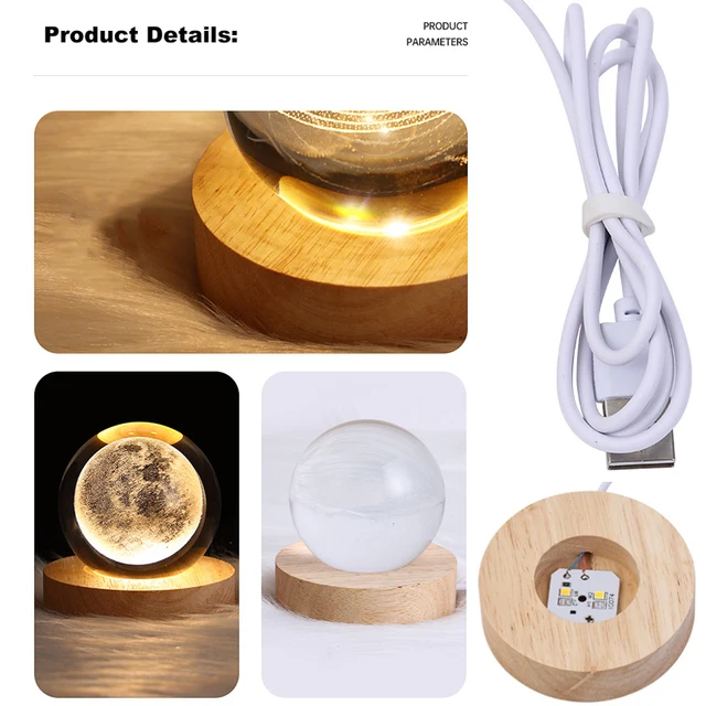 3D Planet Moon USB LED Night Light: Cosmic Crystal Ball Table Lamp for Kids' Bedroom, Home Decor, and Birthday Gifts 4