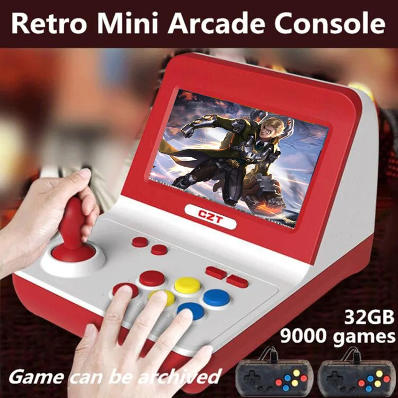 Mini 4.3/7.0 inch Dual-core Big rocker retro arcade console build in 9000 game arcade neogeo/cp1/cp2/gbc/gb/sens/nes/smd mp3 mp4
