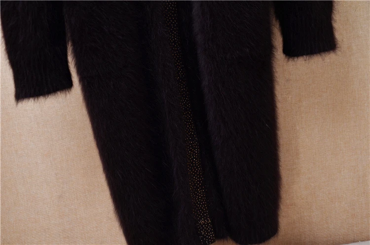 Женская осенне-зимняя одежда из меха норки и кашемира с длинными рукавами