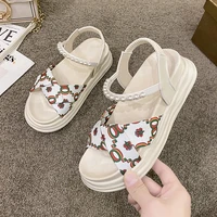 2022 summer new womens sandals with pearl decoration fashion sandalias all match party wedding shoes for women flat sandals