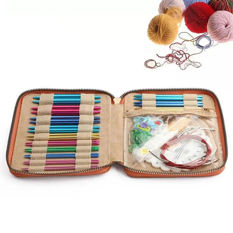

Crochet Hook Set Durable Aluminum Circular Knitting Needles Set Muti Size Interchangeable Crochet Needles With Storage Case For