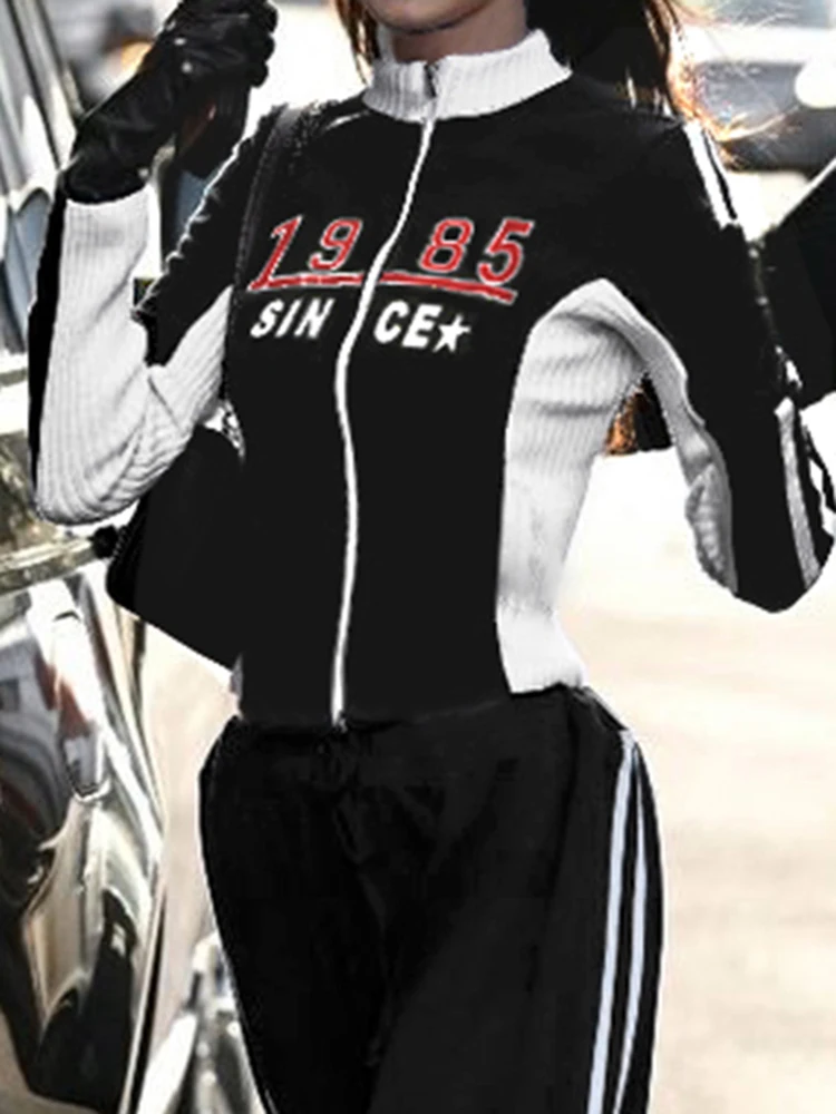 Женская мотоциклетная куртка с буквенным принтом