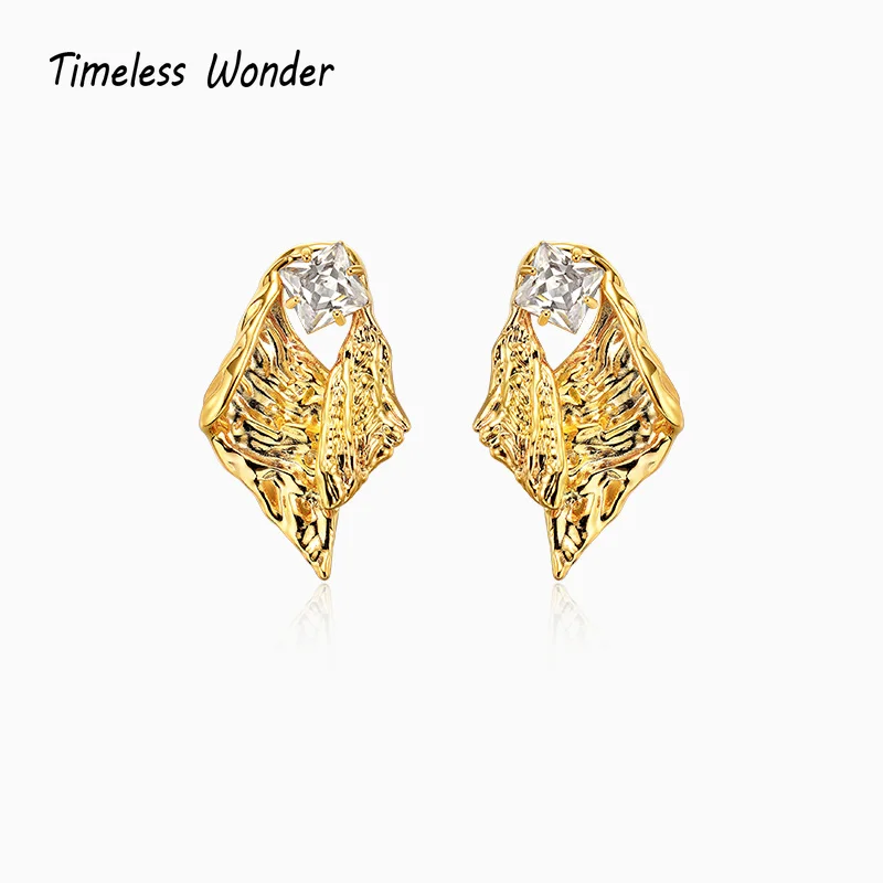 

Timeless Wonder Stunning Zirconia Geo Lava Stud Earrings for Women Gothic Designer Rare Runway Gift Trendy Kpop Egirl Date 2523