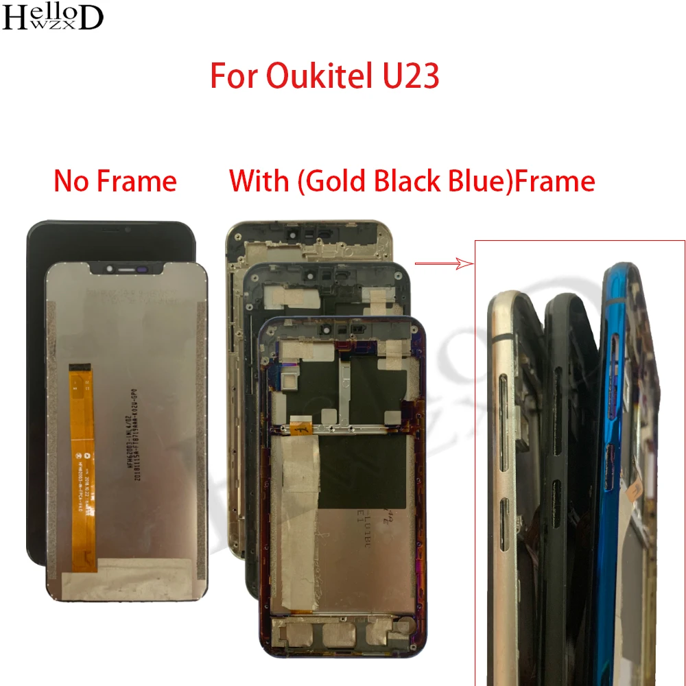 

Original Used LCD Screen For Oukitel U23 LCD Display With Gold/Black/Blue Frame Touch Screen Digitizer Assembly Repair Parts