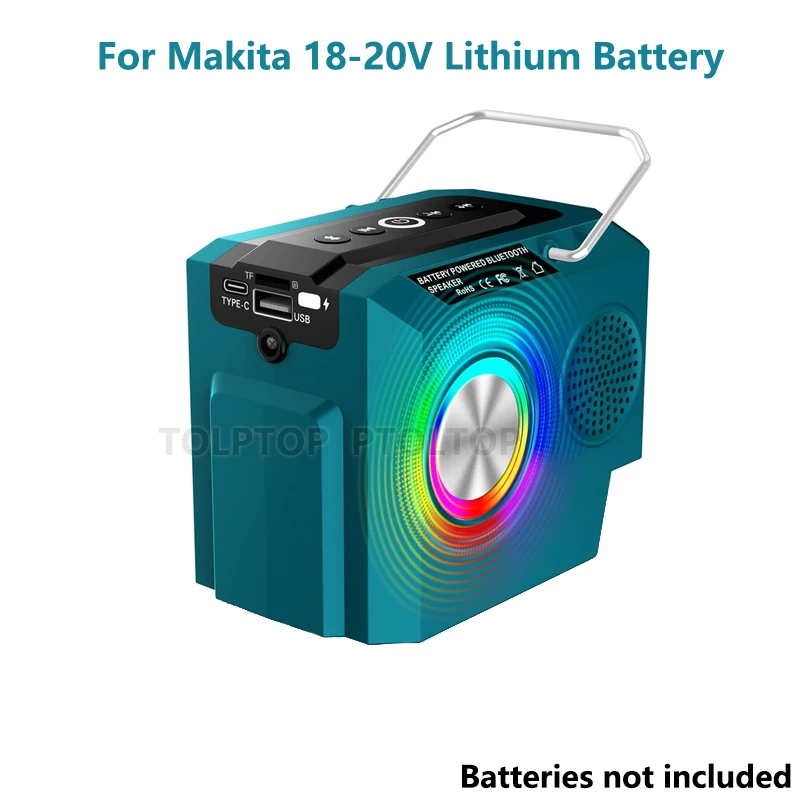 

Портативный Bluetooth-динамик для аккумуляторов Makita/DeWalt/Milwaukee/Bosch 18-20 В