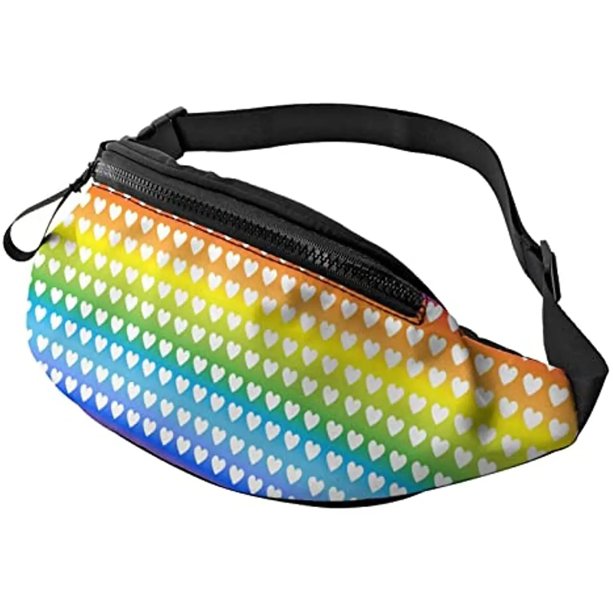 

Rainbow Hearts Fanny Pack for Men and Women Adjustable Casual Waist Bag for Travel Party Festival Hiking Sports Hip One Size