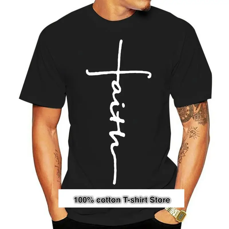 

Camisetas de manga corta para hombre, camisa Retro de algodón, con frase Cross Faith, Blessed Jesús, informal