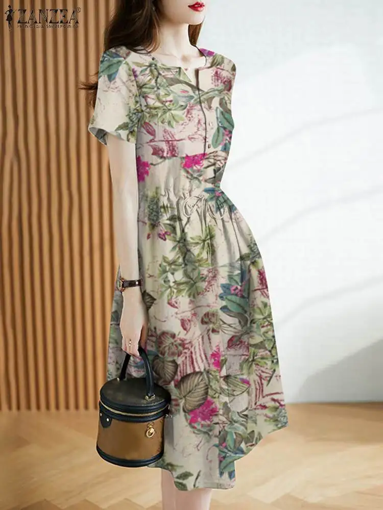 

Женское винтажное платье с цветочным принтом, V-образным вырезом