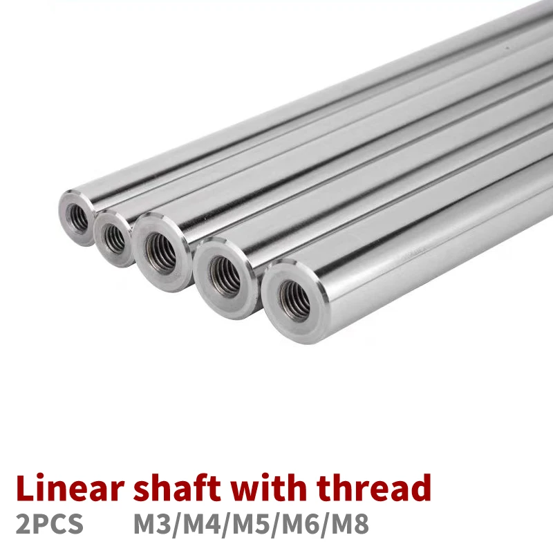 Linear shaft OD6/8/10/12/16/20mm Length100-550mm with two ends of M3/M5/M6 thread hole depth 8-16mm Chromed Harden Rod Shaft