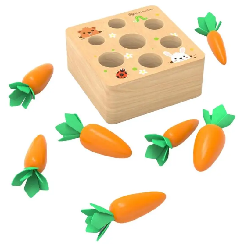 

Wooden Montessori Toys Wood Shape Sorter Toys Carrot Harvest Game Educational Toys Gifts For Toddlers Learning Fine Motor Skills