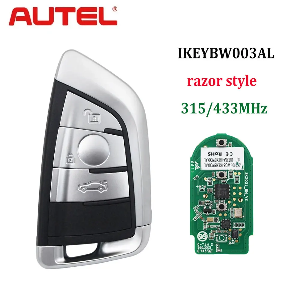 

AUTEL BW003AL Универсальный умный дистанционный ключ IKEYBW003AL 315/433 МГц для BMW для MaxiIM KM100 KM100E IM508 IM608 Pro Razor Style