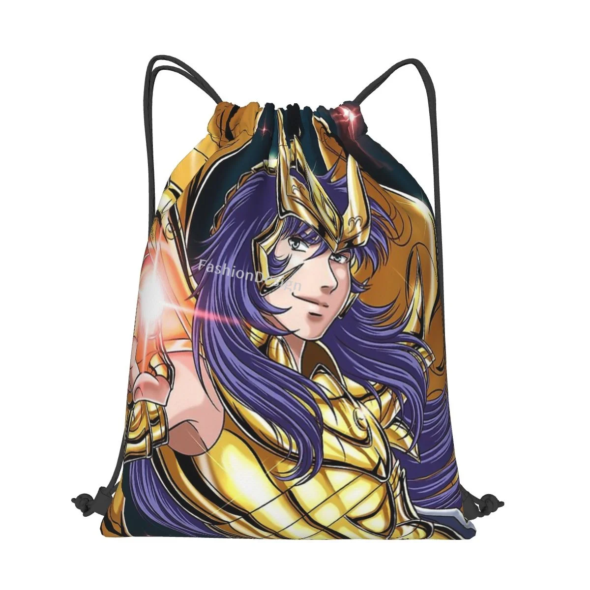 

Saint Seiya Print Drawstring Storage Backpack Teenager Travel Bag Multi-function Pocket