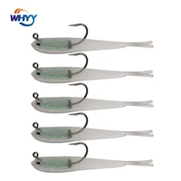 whyy 5pcs soft bait soft fish fork tail with hook silicone artificial plastic jig head bait saltwater freshwater fishing gear