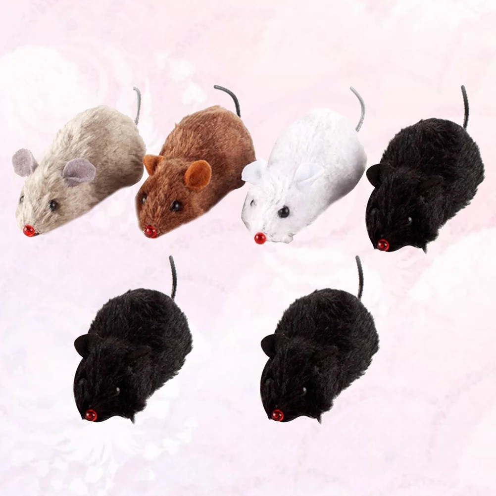 

6 Pcs Cat Toy Kids Goodie Bag Stuffers Mouse Wind-up Child Stuffed Animals Adults