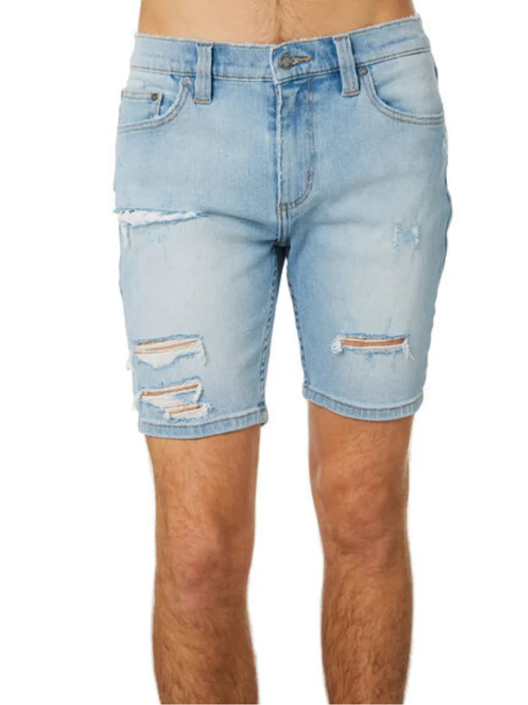 

Джинсовые шорты мужские до колен, модные повседневные штаны из денима, приталенные, однотонные, брендовая одежда, лето