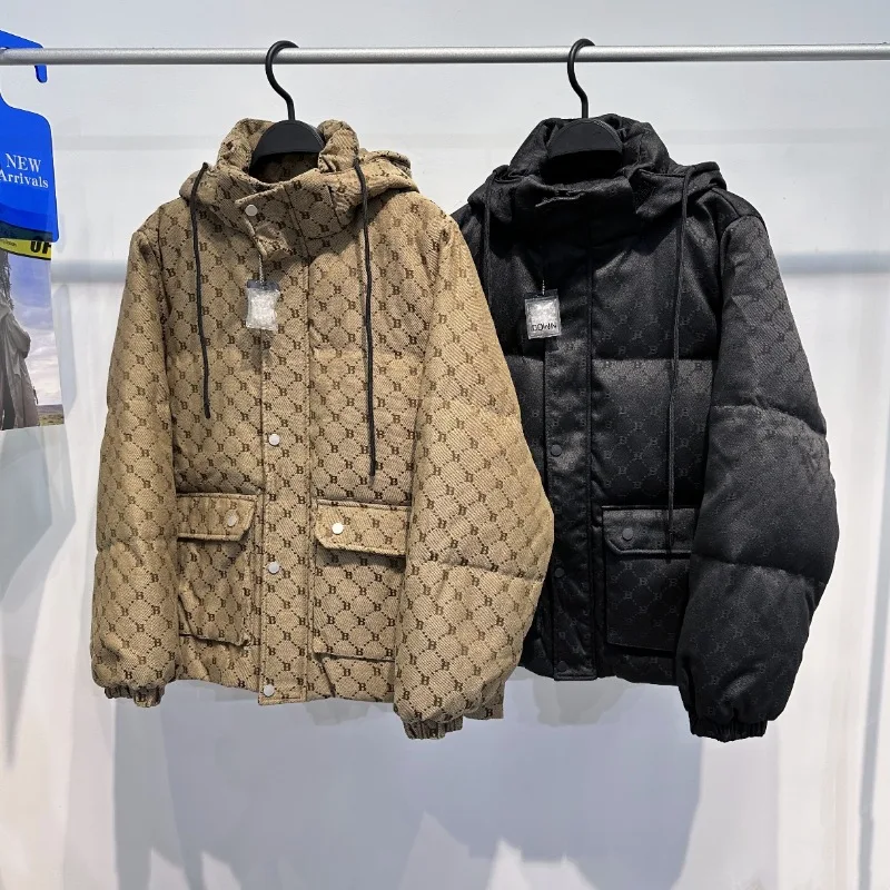 

Парка мужская с капюшоном и вышивкой, теплая Повседневная куртка с хлопковой подкладкой, с капюшоном, большие размеры, Осень-зима