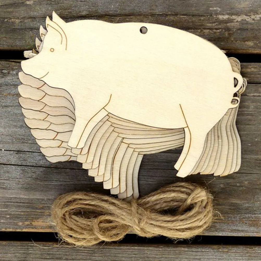 

10pcs Wooden Pigs Embellishments Pigs Wooden Cutouts Wood Pigs Slices DIY Pigs Wood Slice Blank Pigs Chips Unfinished Wood Pigs