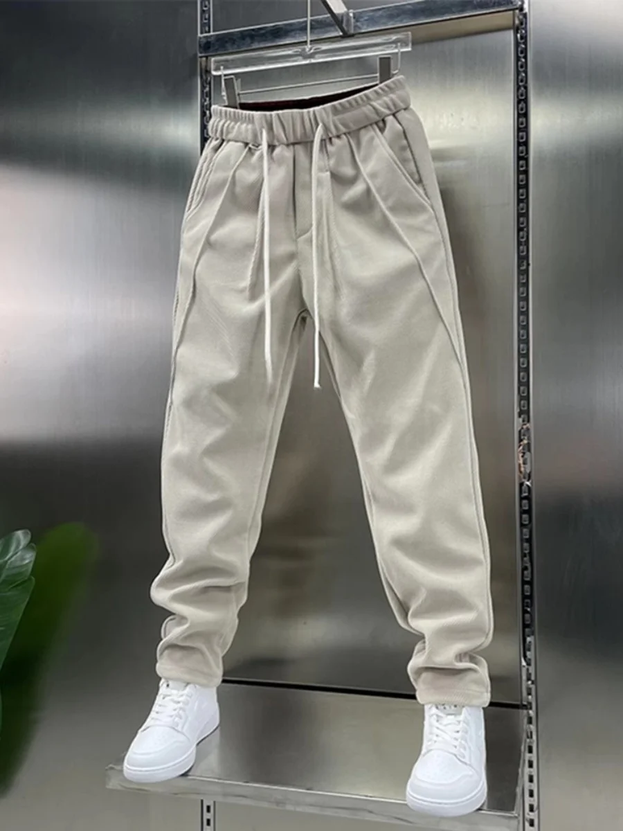 Осенне-зимние новые уличные модные утолщенные брюки с завязками на щиколотке