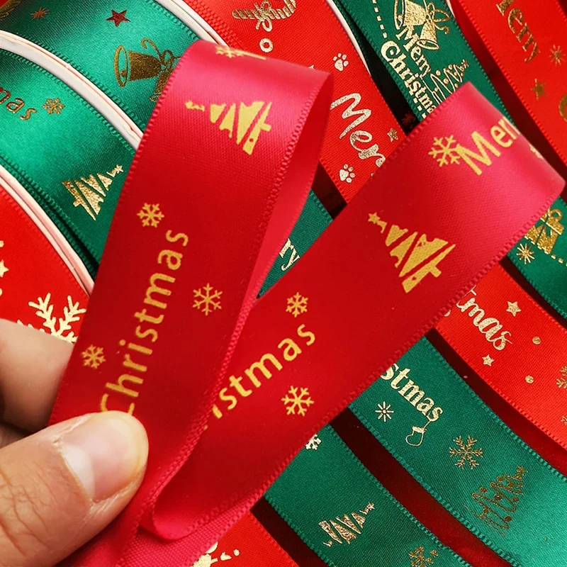 Рождественская лента с принтом полиэфирные ленты подарочная упаковка