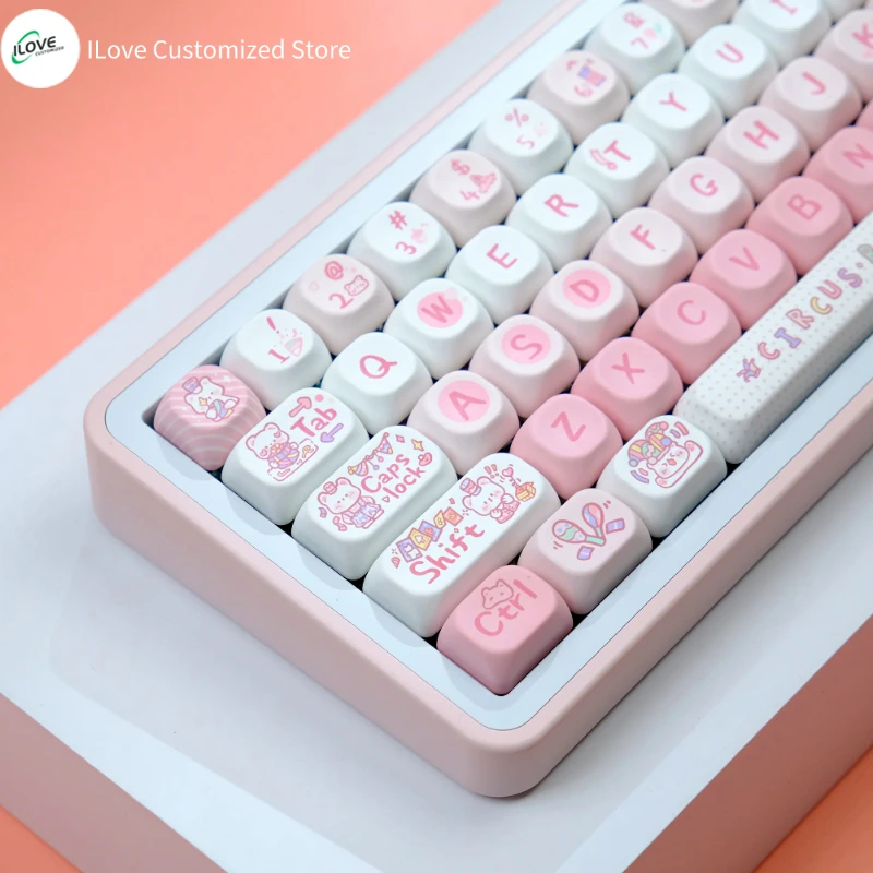 130-клавишные колпачки для клавиш с цирковой тематикой медведя QX3 закругленный