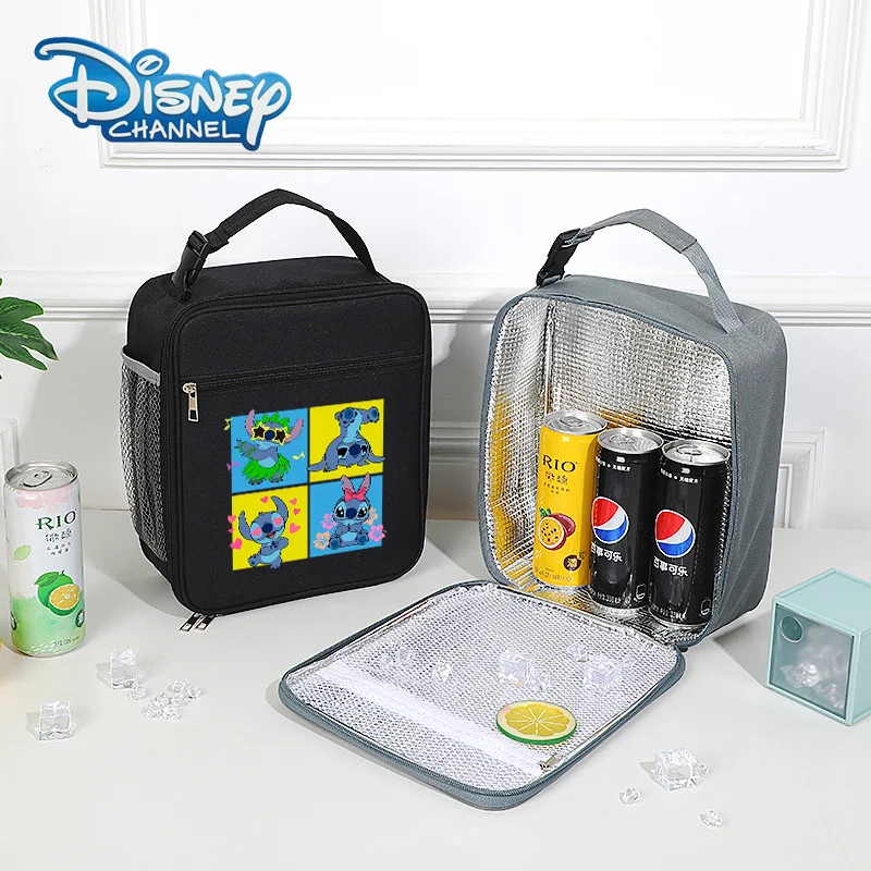 Disney Lunch Bag Stitch Strap Handle Cooler Box Portable Food Work Student Thermal Fridge Picnic Pack