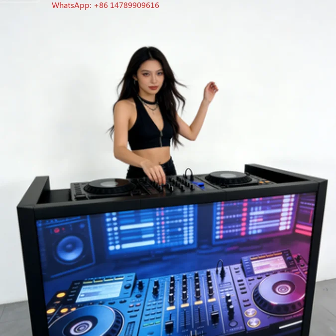 Фото Портативный светодиодный DJ-пульт P2.5 P3.91 с 6-кратным разворотом, водонепроницаемый складной экран GOB на колесах для свадеб, клубов, сцен и мероприятий №1