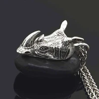 nostalgia rhino animal pendant male vintage necklace rhino head the big five african beasts jewelry