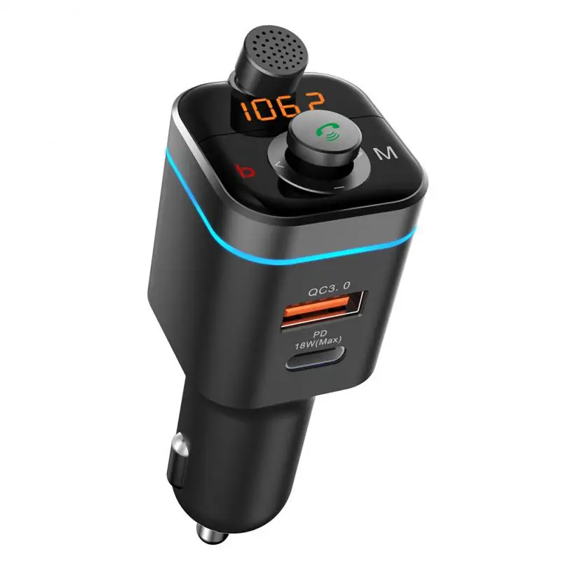 

180 Degree Rotation Fm Transmitter Led Display Car Charger Five-way Button Operation Car Bluetooth Mp3 Car Accessories