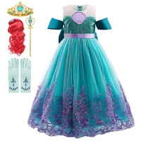 girl princess little mermaid ariel dress cosplay costume kids baby ariel fancy costume girl short sleeve summer dress 3 10 years