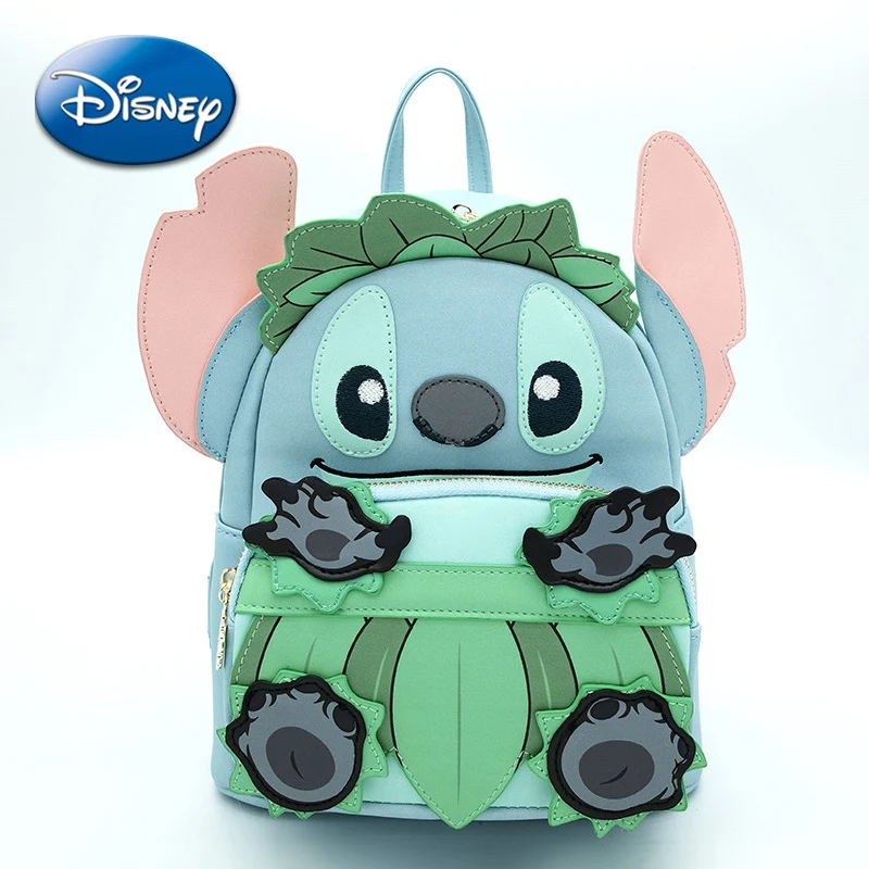 Disney Lilo & Stitch Cartoon Backpack Pu Leather Women's Casual Travel Bag for Adult Children Shoulder School Bags Birthday Gift
