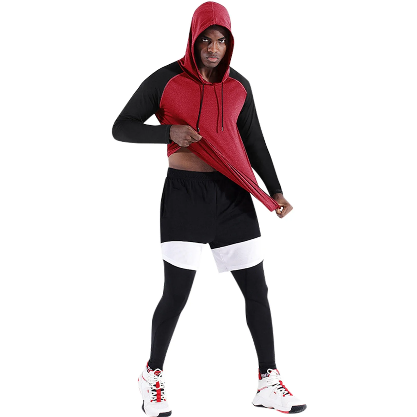 

2023 New Men Solid Basketball Hoodie Long Sleeve Hooded Sweatshirt For Man Sports Fitness Gym Running Casual Elastic Pullover