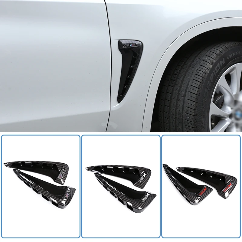 

2Pcs Carbon fiber ABS Car Front Fender Side Air Vent Cover Trim For BMW X Series X5 F15 X5M F85 Shark Gills Side Vent Sticker Y