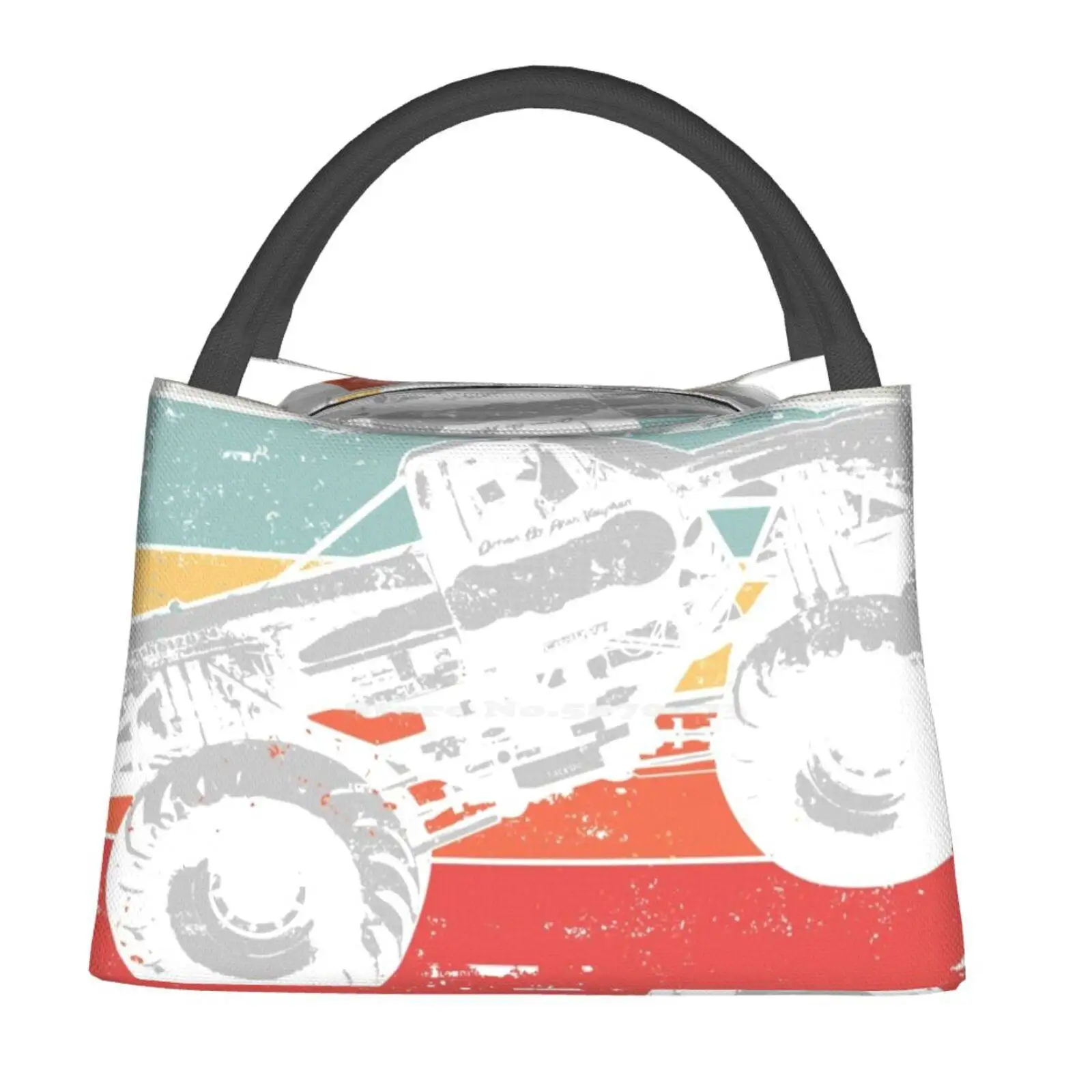 

Подарочная Винтажная футболка в стиле ретро с изображением монстра-грузовика, изолированная сумка для путешествий, обеда, пикника, ужина, ш...