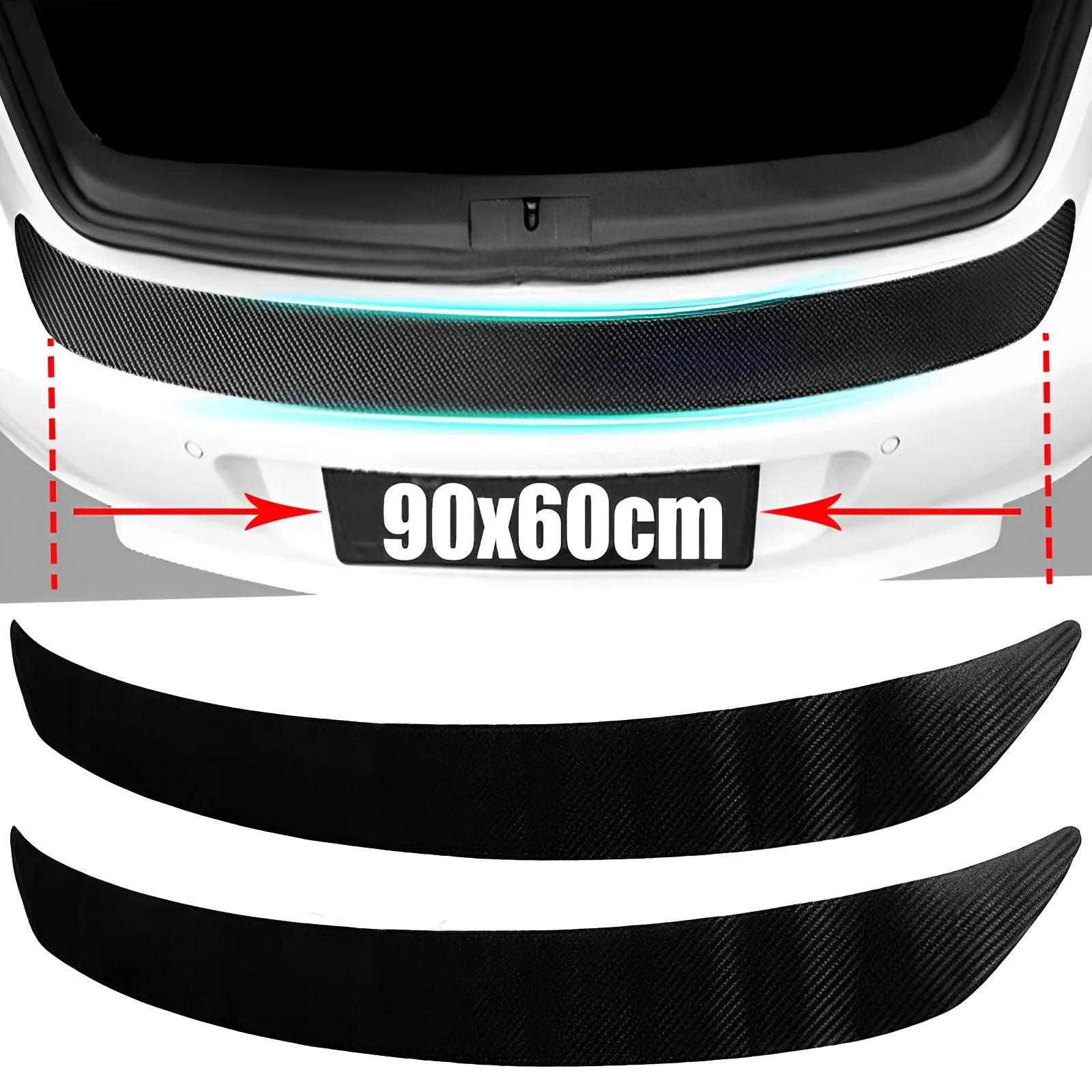 

4D Carbon Fiber Film Car Trunk Guard Sticker Car Rear Bumper Guard Sticker Universal Car Anti-Kick Scratch Protection Strips