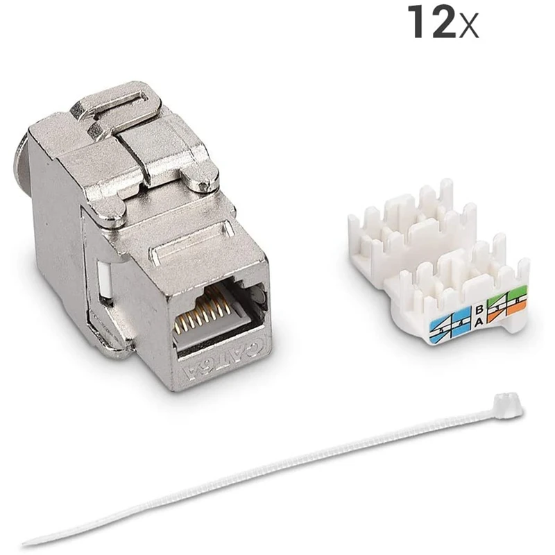 Фото Модули Keystone QWE - 12 штук, экранированные разъемы Keystone CAT6A RJ45 Cat 6A Ethernet, 10 Гбит, с металлическим корпусом №1