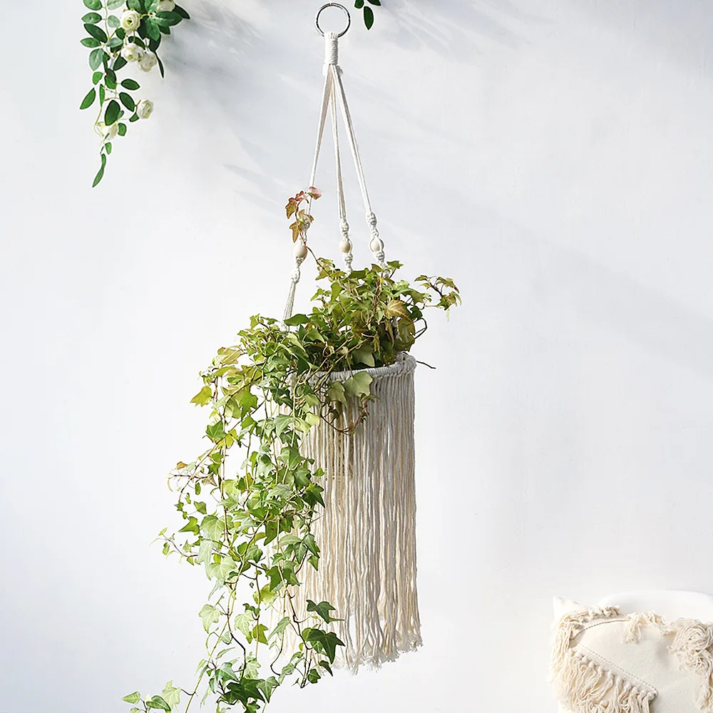 

Scandinavian Style Plant Hanging Pot Rope Hanging Hand-woven Hanging Baskets Ins Wind Storage Netting Home Decoration Decor