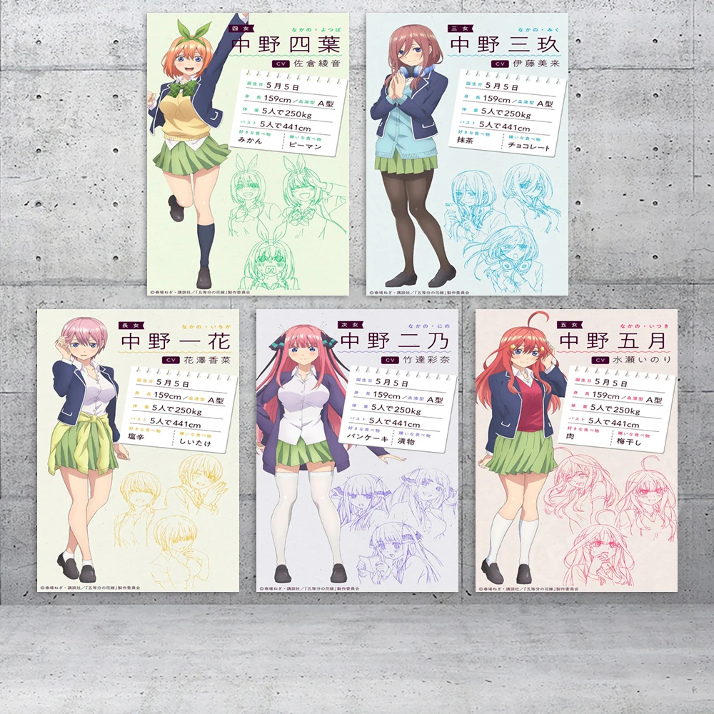 

The Quintessential Quintuplets Home Anime Decor Canvas Prints Poster Nakano Nino Painting Living Room Wall Art Modular Picture