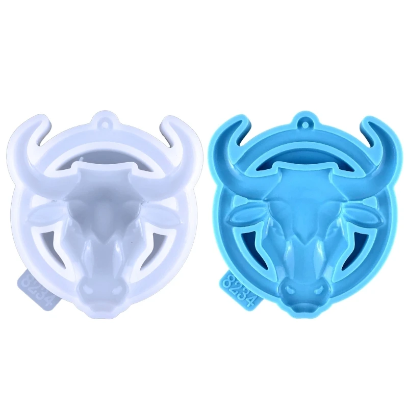 

4XBE DIY Semi-stereoscopic Bullhead Keychain Silicone Epoxy Mold DIY Ornaments Pendant Crafting Mould for Valentines Gift