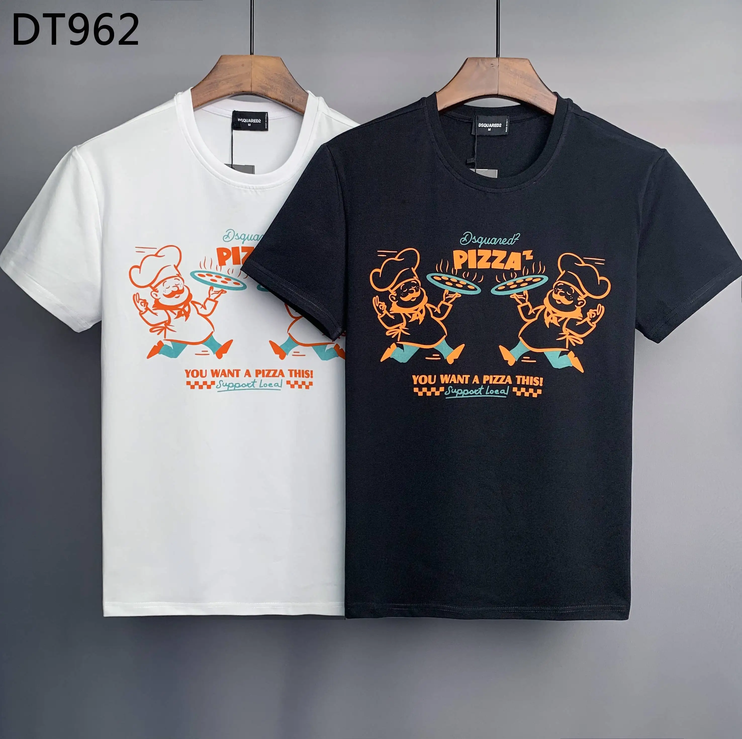 

Cartoon Pizza Dsquared2 Men Women Lovers Couple Fashion Casual Cotton Dsq2 Short Sleeve Round Neck T Shirt Boyfriend Gift DT962