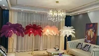 2021 amazon hot sell hotel decoration designer modern ostrich feather floor lamp