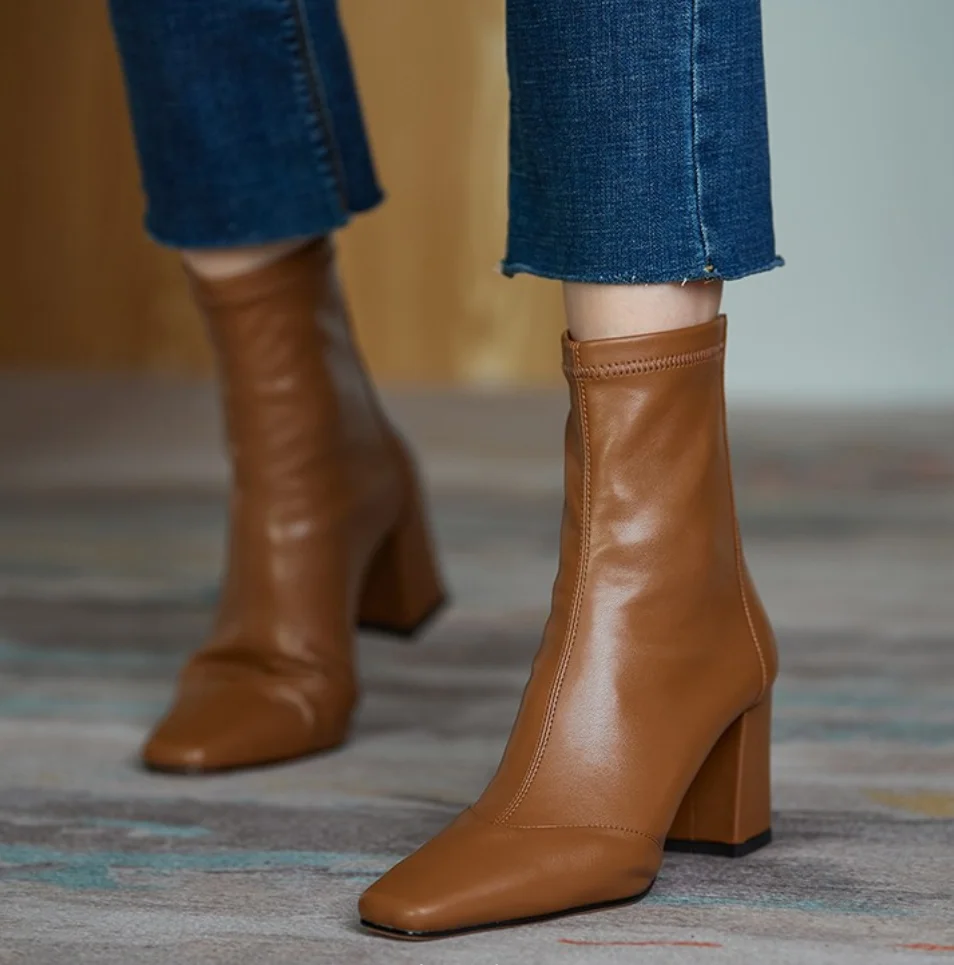 Белые женские ботильоны 2024 классические элегантные офисные кожаные ботинки Rretro