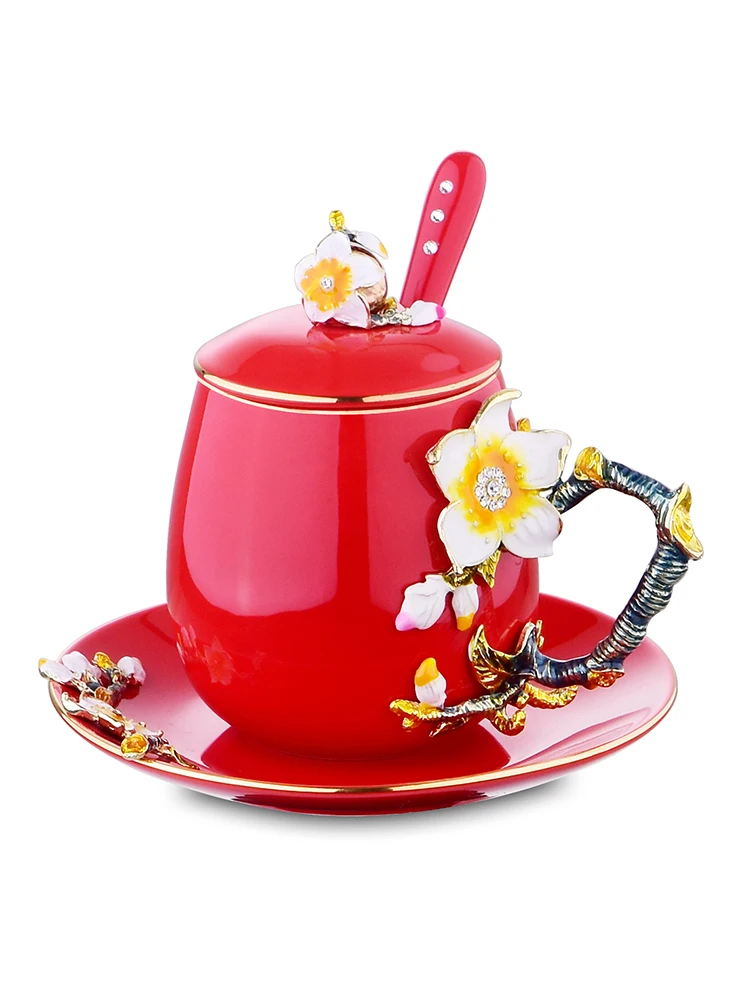 

Handmade Cup Saucer with Lid Set High-grade Coffee Cup Saucer Set Retro Coffee Mug Ceramic Tea Cup Sets Afternoon Tea Cups