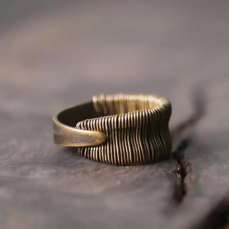 

Оригинальное новое регулируемое кольцо в стиле ретро из тайского серебра и медной проволоки, индивидуальное мужское ювелирное изделие