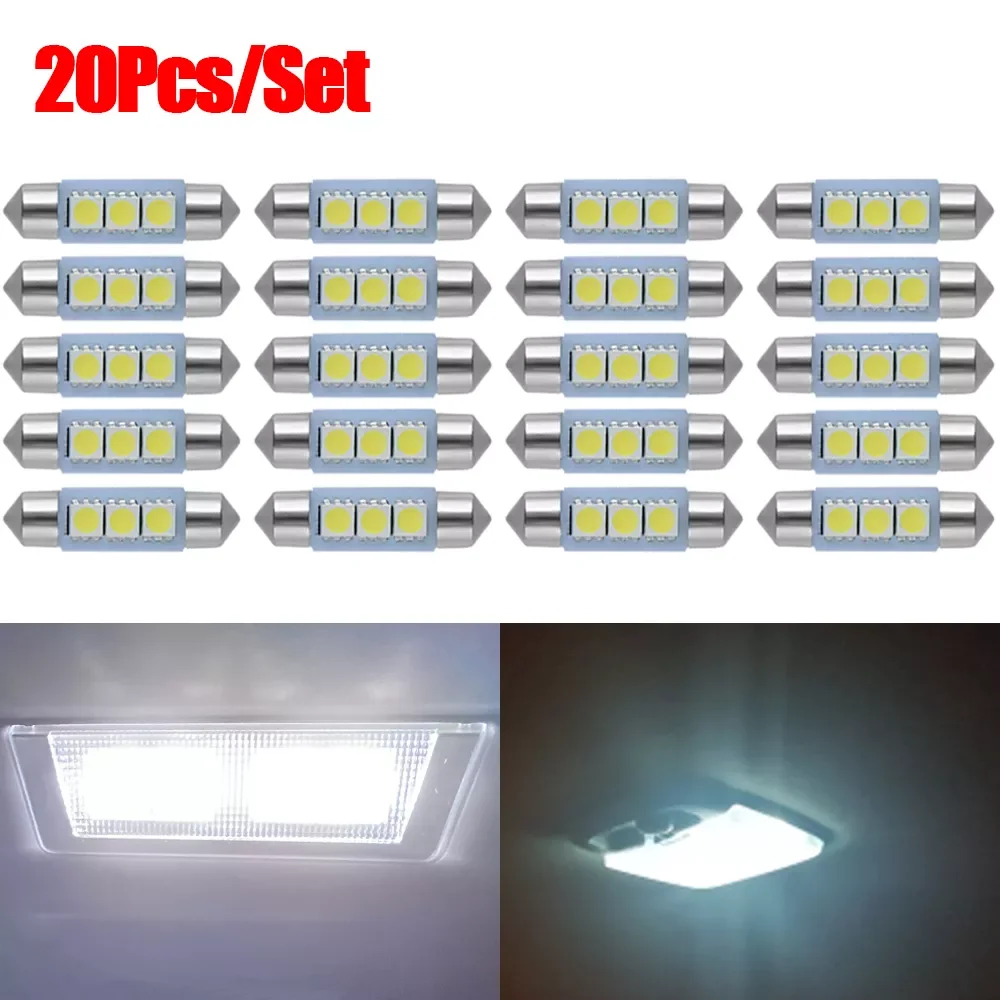 

20Pcs/Set C10W LED Bulbs C10W Car Dome Lights Festoon Auto License Plate Lamp 31mm 36mm 39mm 41mm Car Door Light Reading Lights